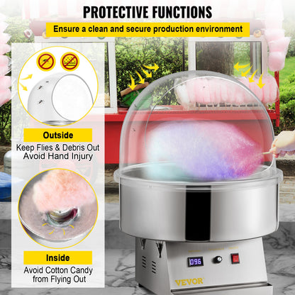 20.5" Diameter Candy Floss Cover for Candy Floss Maker Machine 52cm Dome Shield Cover of Commercial Candyfloss Machine Dome Cover Shield Cover (Cover Only)