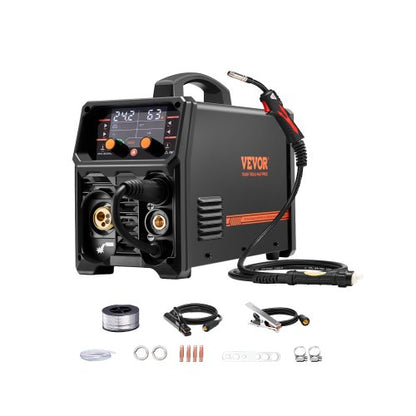 Pro MIG Welder, 200Amp Pluse Mig Welding Machine, 5-in-1 Synergic Welder Machine MIG Pluse/Gas MIG/Flux Core MIG/Stick/Lift TIG with IGBT Inverter Technology and LCD Screen Display