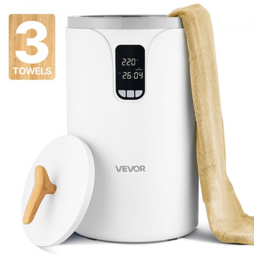 Handduksvärmare för badrum, handduksvärmarhink med 24 timmars fördröjning och barnlås och automatisk avstängning för spa. Rymmer upp till 3 stora badhanddukar, filtar, kläder, badrockar, pyjamasar och mer.