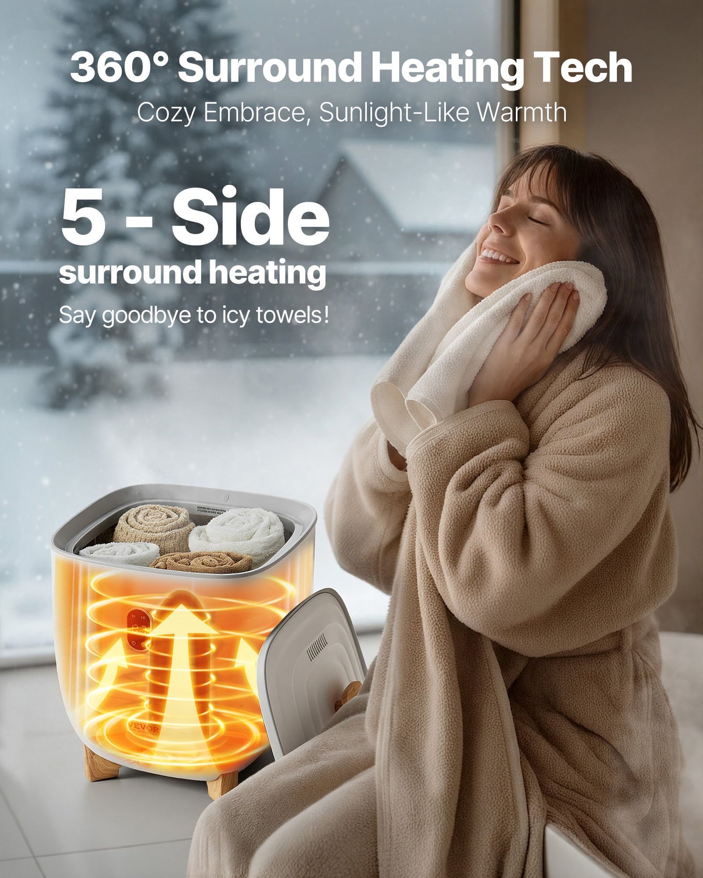 Towel Warmers for Bathroom, 25 L Towel Warmer Bucket with Auto Shut Off for Spa Fits up to 5 Oversized Bath Towels, Blankets, Clothes, Bathrobes, PJ's and More