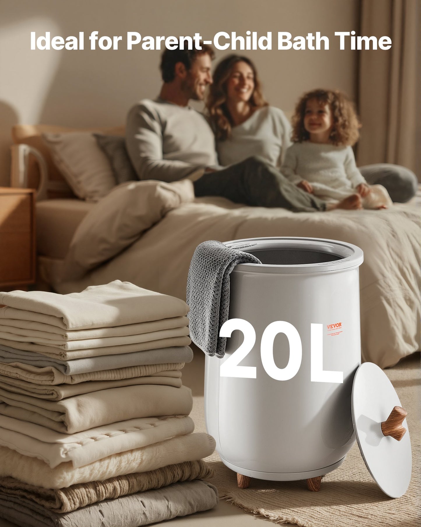 Towel Warmers for Bathroom, Towel Warmer Bucket Auto Shut Off for Spa Fits up to 3 Oversized Bath Towels, Blankets, Clothes, Bathrobes, PJ's and More