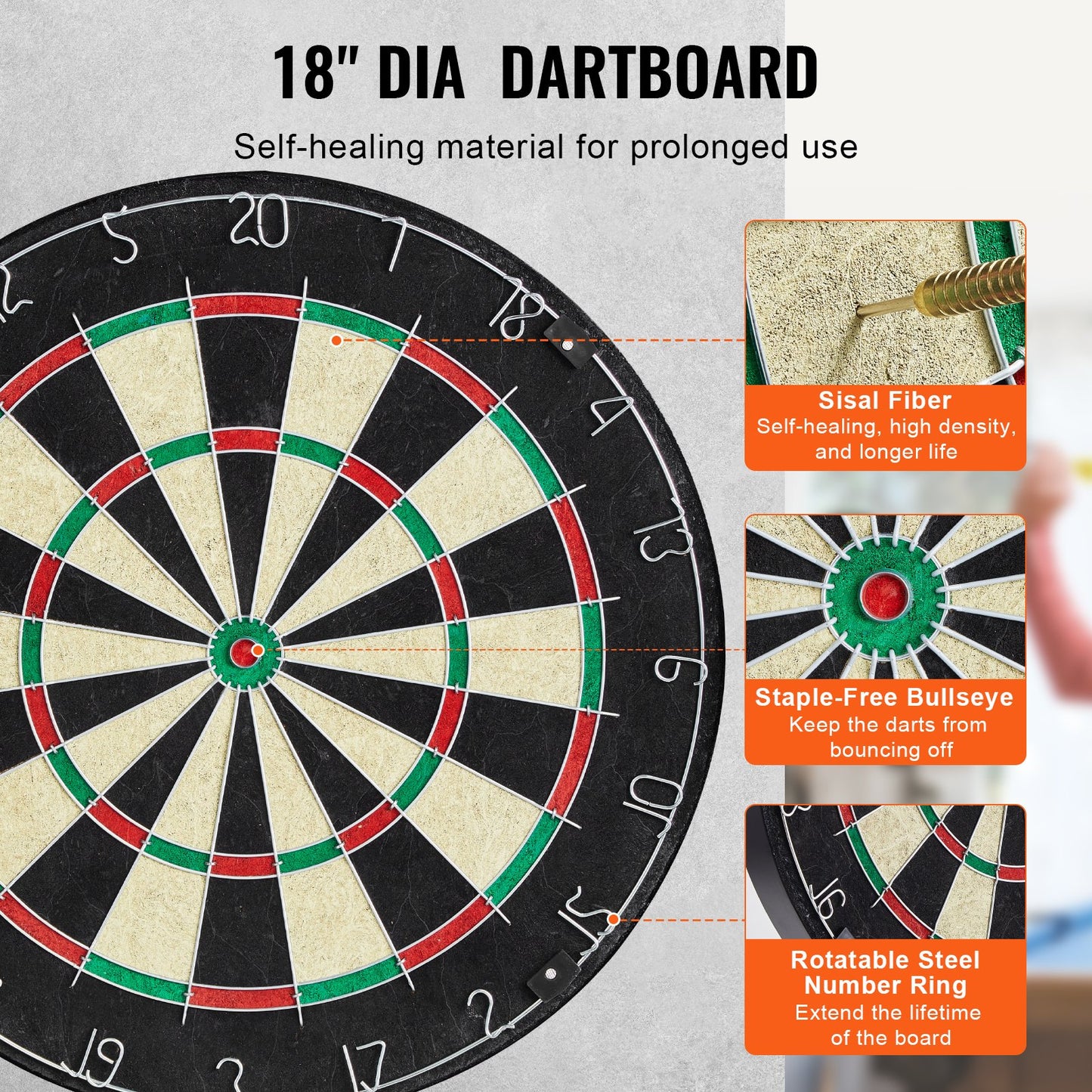 Dartboard and Cabinet Set, Ready-to-Play Bundle Official Size Dartboard Cabinet, Steel Tip Dart Hideaway Cabinet, Features LED Light, Easy Assembly, Complete with All Accessory, for Cricket Game