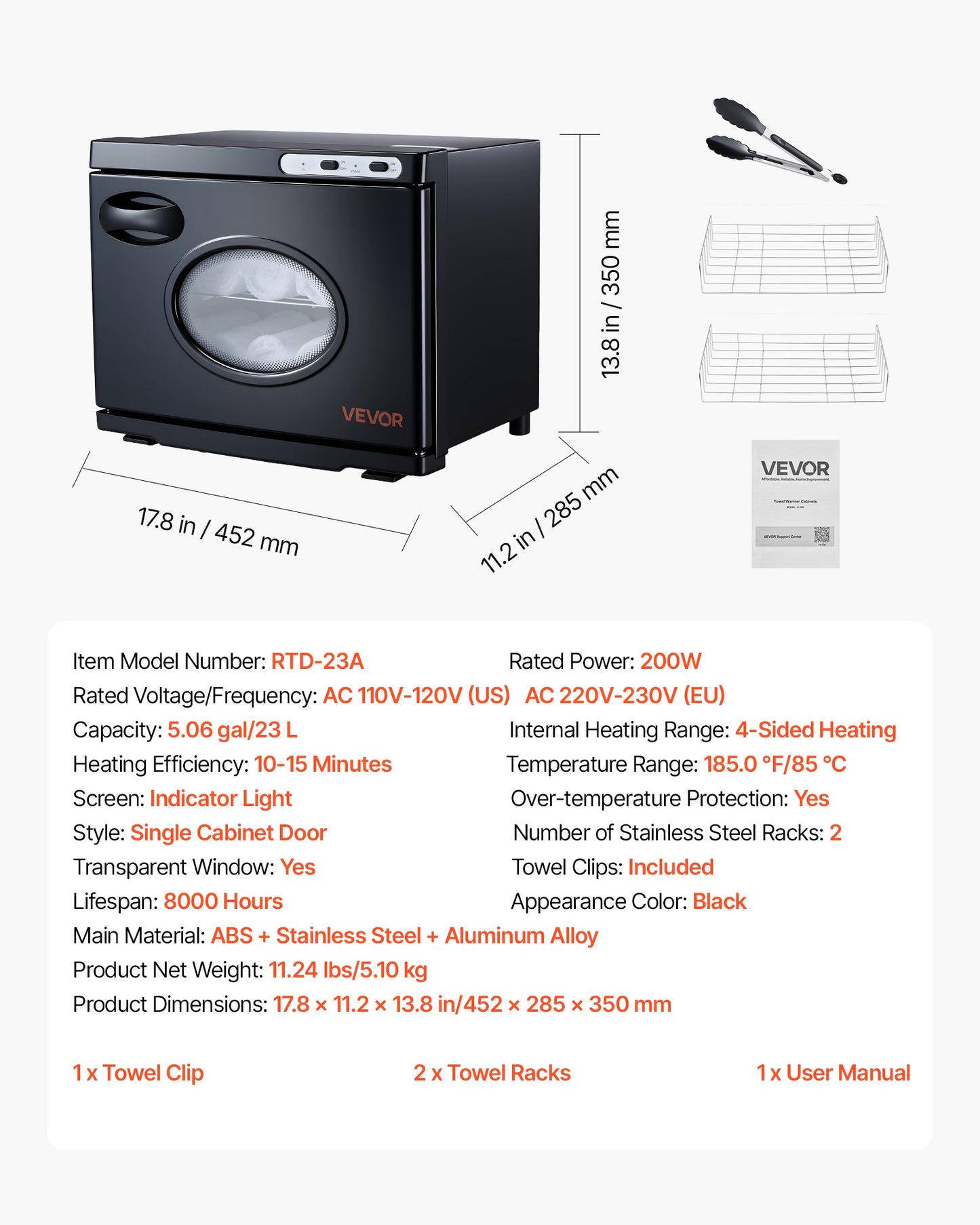 Handduksvärmare, 23L stort handduksvärmarskåp med genomskinligt fönster, klämma och rostfria stålställ, rymmer 36 handdukar, allround värmeskåp för spa, barberare, manikyr, massage, salong