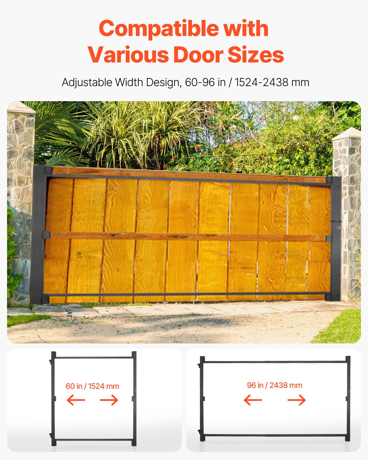 Gate Building Kit, Fits 60 to 96 in Wide Openings, Up from 4 to 5 ft High Fence, Adjustable Gate Building Kit, Anti Sag Full Gate Frame Kit with Latch Lock and Screws, for Wooden Fence, Iron