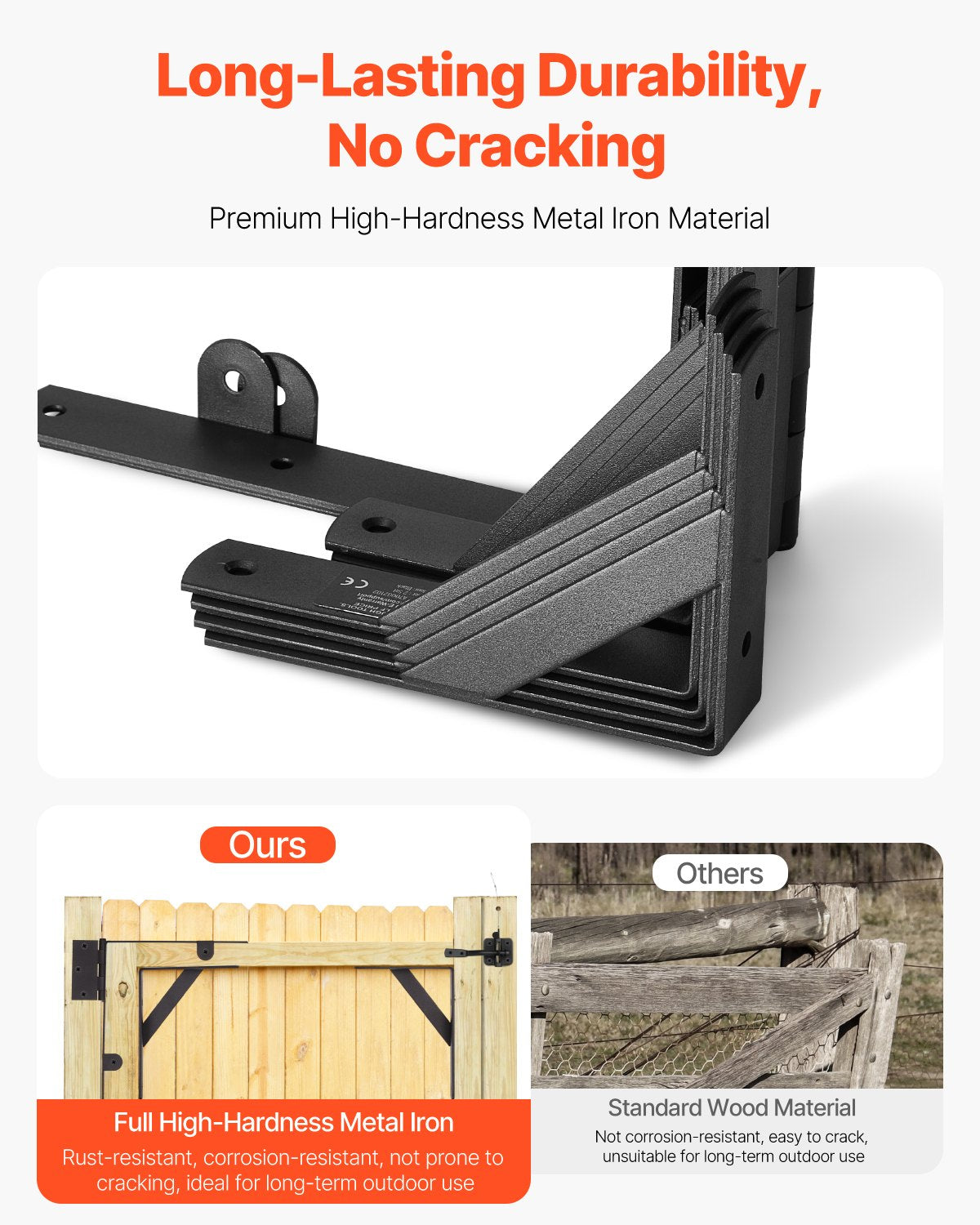 Hörnfäste för grind, 2 set, grindramsfäste med lås, skruvar, för skjulportar, inhägnader, uppfarter, träfönster, järn, svart