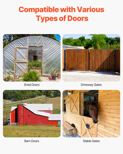 Hörnfäste för grind, 2 set, grindramsfäste med lås, skruvar, för skjulportar, inhägnader, uppfarter, träfönster, järn, svart