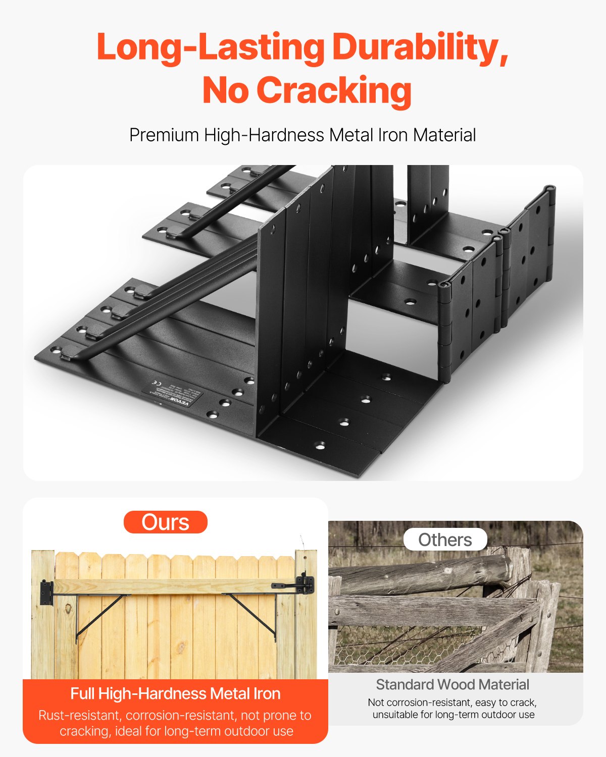 Gate Corner Brace Bracket, 2 Sets, Anti Sag Gate Frame Hardware Kit, Gate Frame Brace Bracket with Latch Lock, Screws, for Shed Doors, Corral Gates, Driveway Gates, Stable Gates, Iron, Black