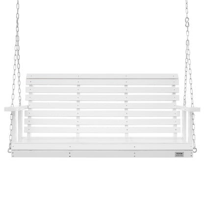 Wooden Porch Swing 4.5 ft, Patio bench swing for Courtyard & Garden, Upgraded 880 lbs Strong Load Capacity, Heavy Duty Swing Chair Bench with Hanging Chains for Outdoors, White