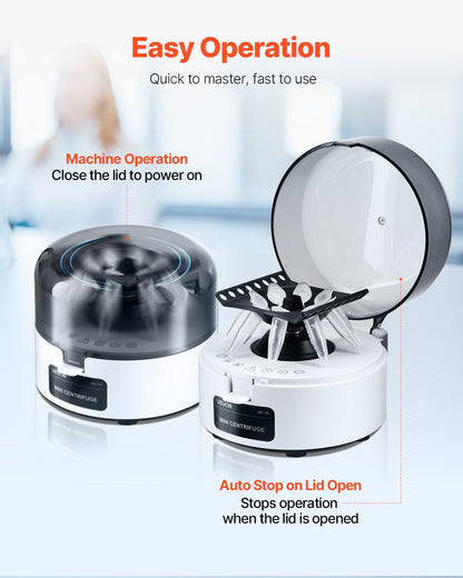 Mini Centrifuge Machine, 3013xg RCF Electric Laboratory Centrifuge Machine with 2-in-1 Rotor for 0.2/1.5/2ml Tube Capacity, Fixed Speed 7000r/min, Low Noise, Widely Used in Various Experiments