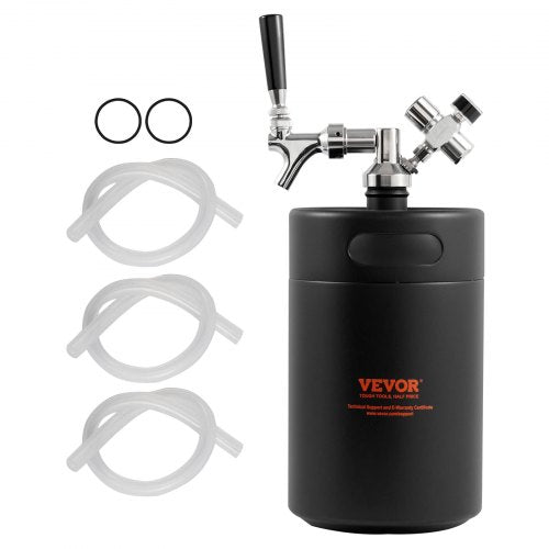 Ölgrowler-tappsystem, 170 oz 5 l minifat, tryckölgrowler i 304 rostfritt stål, fatgrowler med tryckdisplay, CO2-regulator, läckagesäker ring för fatöl, hembryggning, hantverksöl
