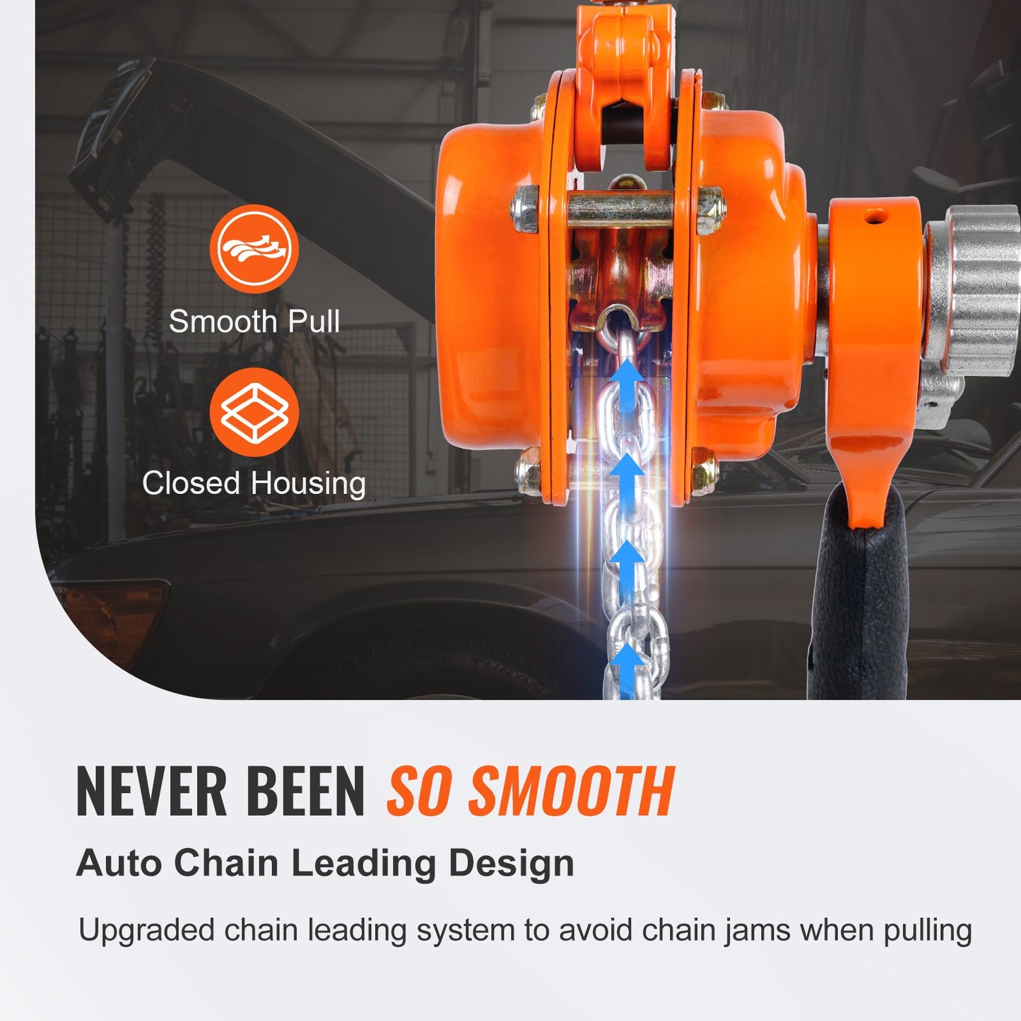 Manual Lever Chain Hoist, 1/2 Ton 499.5 kg Capacity 1.5m Come Along, G80 Galvanized Carbon Steel with Weston Double-Pawl Brake, Auto Chain Leading & 360° Rotation Hook, for Garage Factory Dock