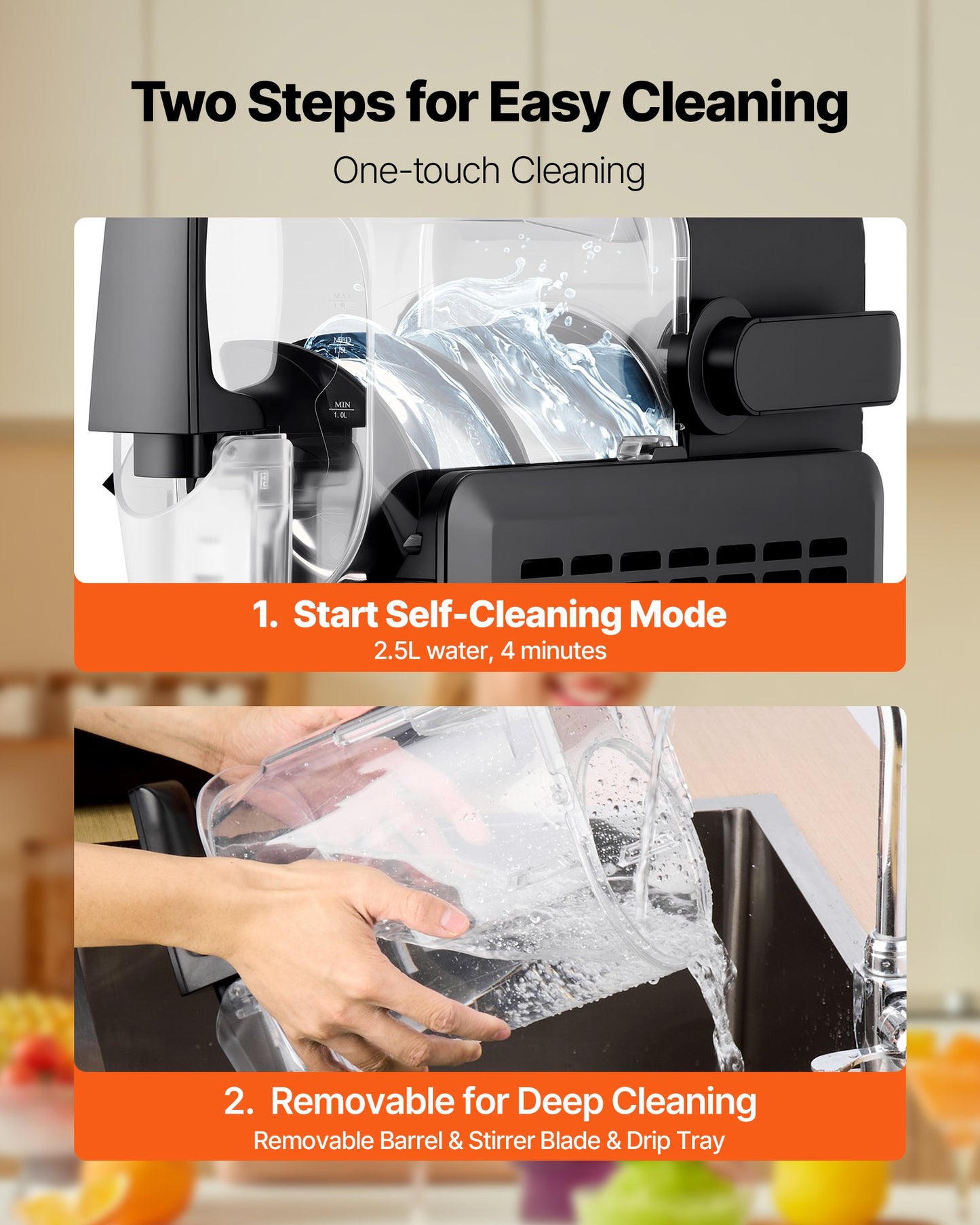 Slushie-maskin, 2,6 l/88 oz, ingen is behövs, slushmaskin för hemmet, fryst dryckesmaskin med 5 förinställda program, margaritamaskin med självrengöring, frysta margaritas, frappés, milkshake och mer