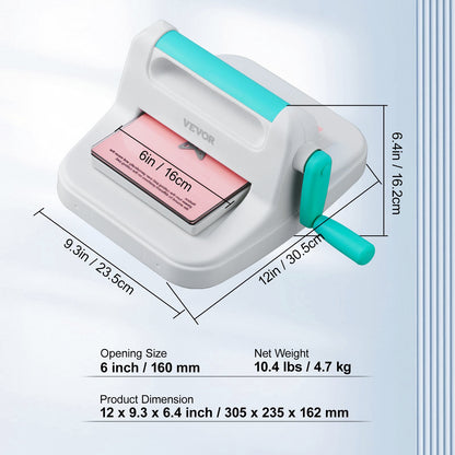 Manuell stans- och präglingsmaskin 15,2 cm öppning för konsthantverk, scrapbooking