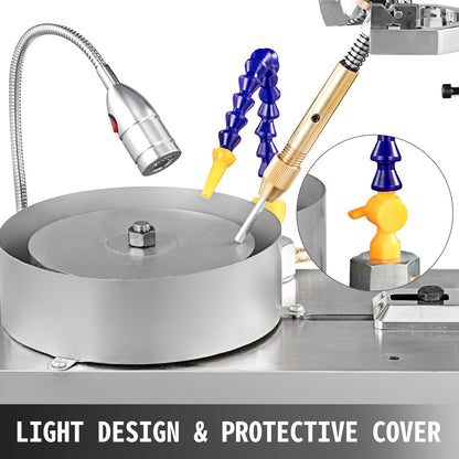 Gem Faceting Machine 6inch Jewelry Polisher Rock Polisher Gem Cutting Machine Lapidary Grinder Polisher Machine Lapidary Equipment with Water Pump Mechanical Handle for Gem Jade Stone Jewelry