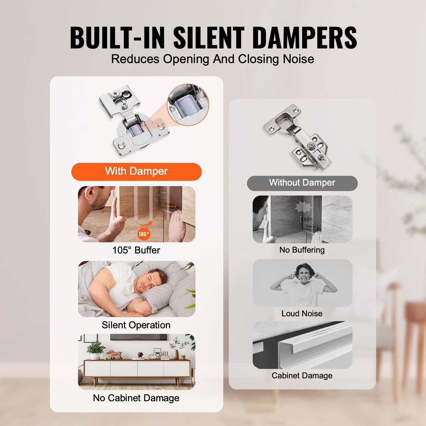 Cabinet Hinges, 40 Packs Partial Overlay Kitchen Cabinet Door Hinges, 105 Degree Opening Angel Soft Close Concealed Cupboard Hinges for Framed Cabinet Type, with Mounting Screws