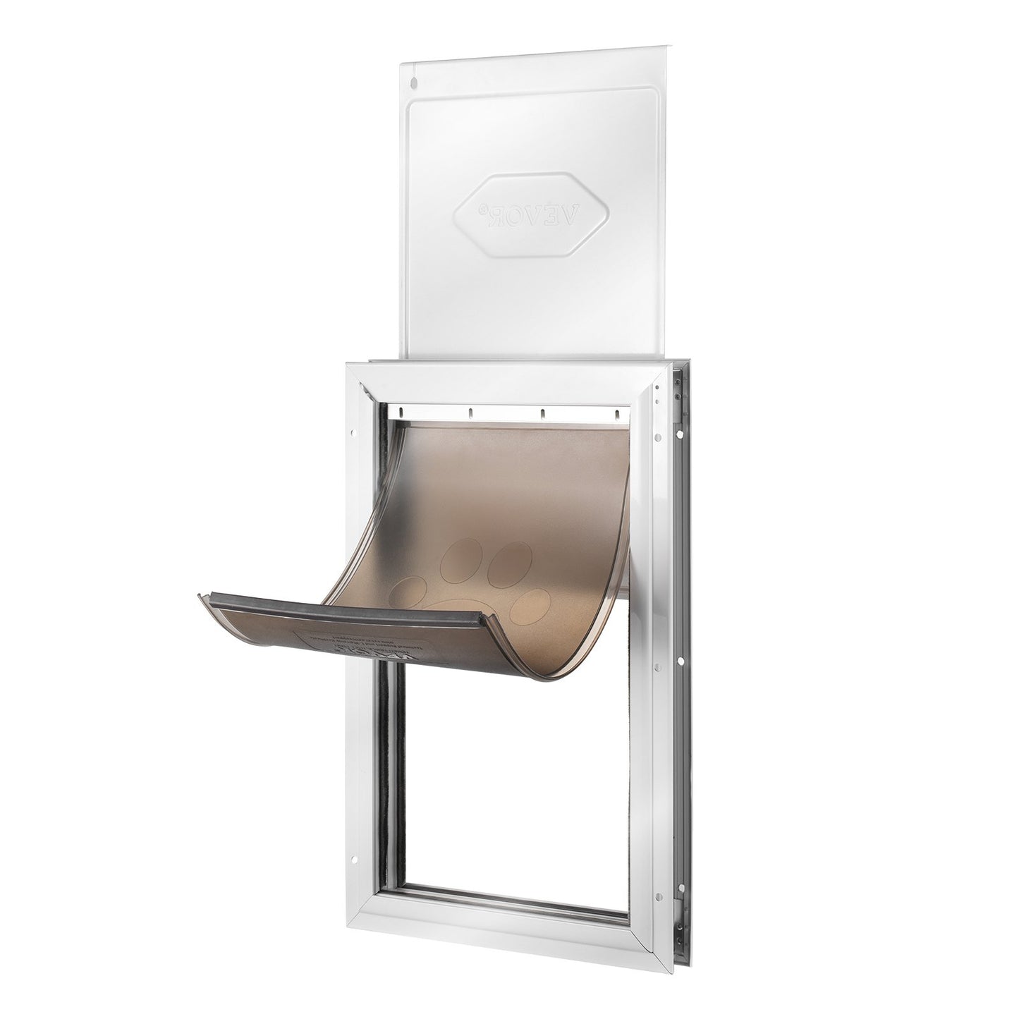 Husdjurslucka, 33,5 x 51,5 cm aluminiumram med lås- och klaffsystem, väderbeständig hundlucka, enkel att installera i inner- eller ytterdörrar, husdjurslucka lämplig för katt, hund och kattungar (vit-L)