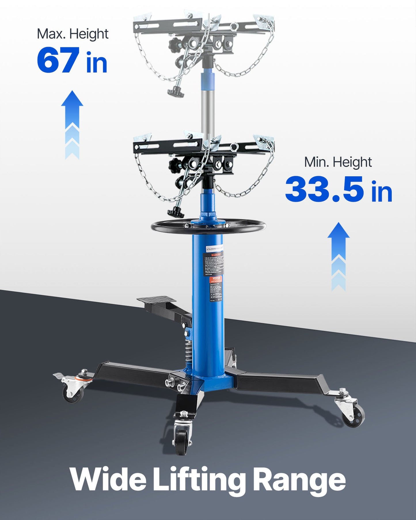 Transmission Jack,0.5 Ton/1100 lbs Capacity Hydraulic Telescopic Transmission Jack, 2-Stage Floor Jack Stand with Foot Pedal, 360° Swivel Wheel, Garage/ Shop Lift Hoist, Blue
