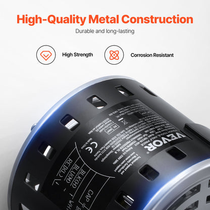 1/3HP Furnace Blower Motor, 220V 1.95Amps, 1250RPM 3-Speed, 10mm Shaft Diameter, 20mm Shaft Length, ROT. CCW from Shaft End, Includes CBB60 15μF/450V Capacitor