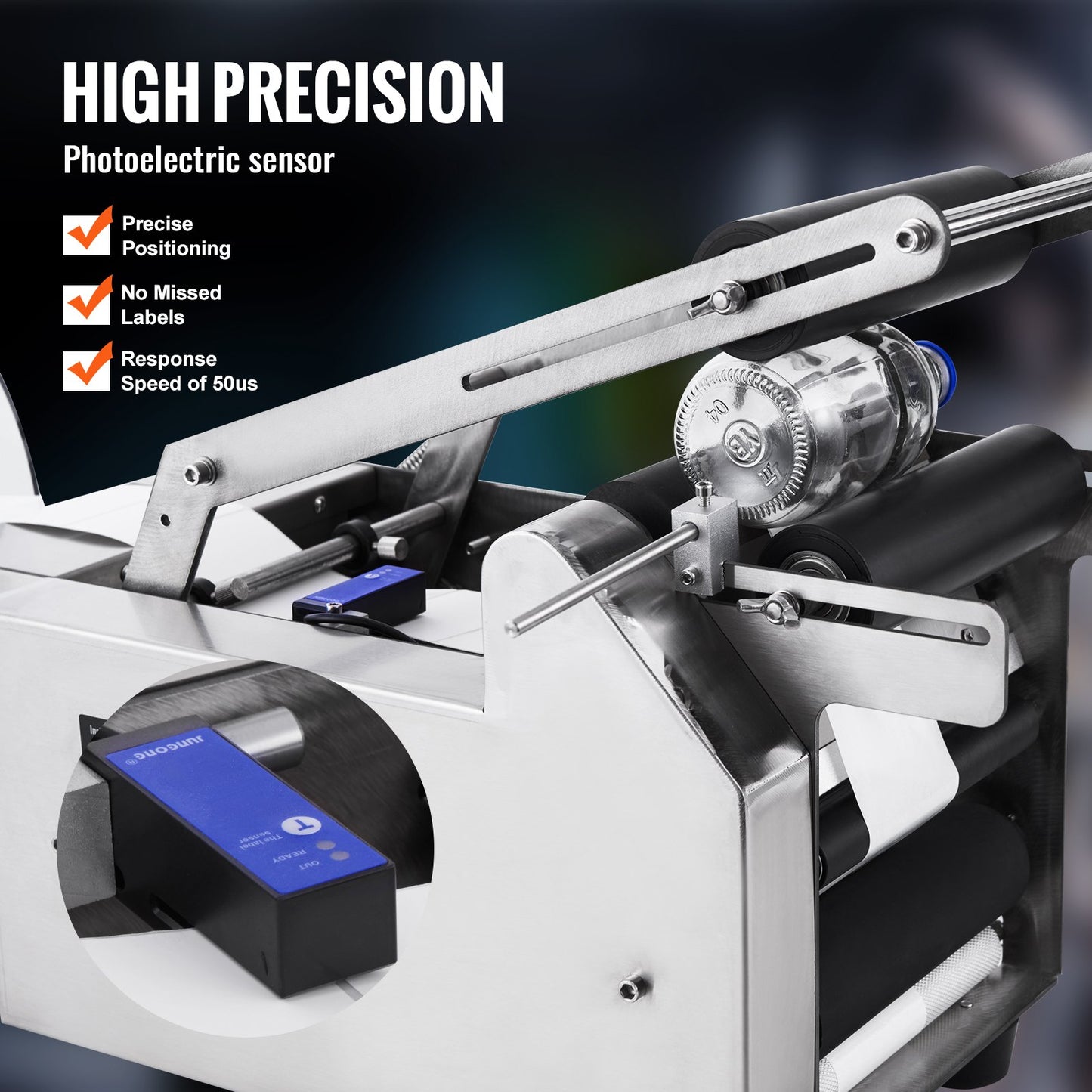 Semi-Automatic Round Labeling Machine, 20-50pcs/min, Electric Bottle Label Applicator for Round Bottles, Round Bottle Labeler Suitable for Bottle Diameter 0.79-4.72 inches (with Pressing Bar)