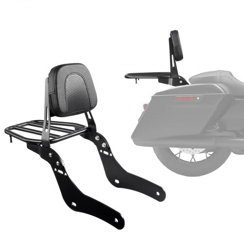 Motorcycle Backrest Sissy Bar with Luggage Rack, Compatible With Honda Rebel CMX 1100 2021-2022, 445mm Height, Detachable Passenger Backrest, Metal Frame and Leather Rear Pad, Black