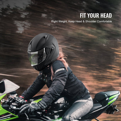 Motorcykelhjälm, omaskerad, Smart Street ABS och högdensitetshjälm med Bluetooth-kortplats och utbytbart glas, DOT-godkänd bekväm motocrosshjälm, lämplig för ungdomar och vuxna