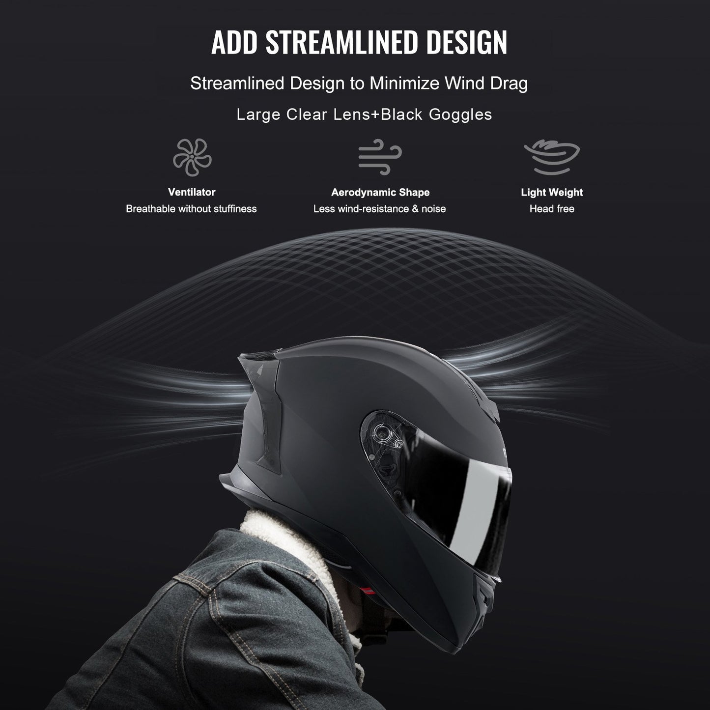 Motorcycle Helmet, Full Face, Smart Street ABS & High Density Helmet with Bluetooth Slot & Interchangeable Lens, DOT Approved Comfortable Motocross Helmet, Fit for Youth & Adults