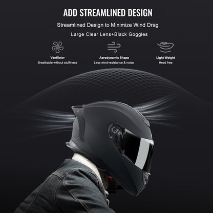 Motorcycle Helmet, Full Face, Smart Street ABS & High Density Helmet with Bluetooth Slot & Interchangeable Lens, DOT Approved Comfortable Motocross Helmet, Fit for Youth & Adults