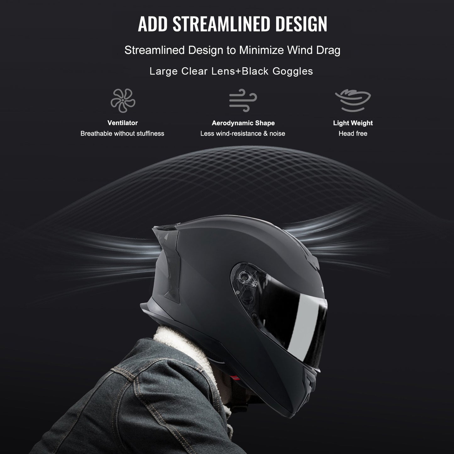 Motorcycle Helmet, Full Face, Smart Street ABS & High Density Helmet with Bluetooth Slot & Interchangeable Lens, DOT Approved Comfortable Motocross Helmet, Fit for Youth & Adults