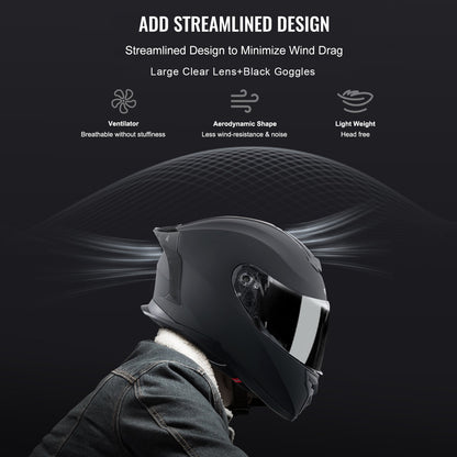 Motorcycle Helmet, Full Face, Smart Street ABS & High Density Helmet with Bluetooth Slot & Interchangeable Lens, DOT Approved Comfortable Motocross Helmet, Fit for Youth & Adults