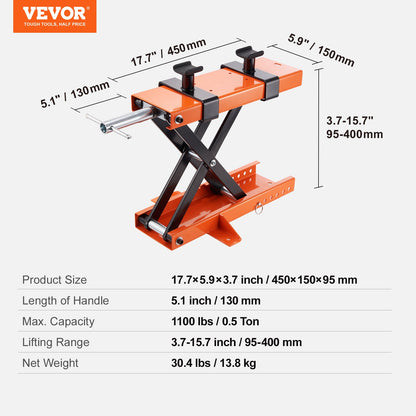 Motorcycle Lift Scissor Jack Stand 499.5 kg with Saddle ATV Lift Dirt Bike