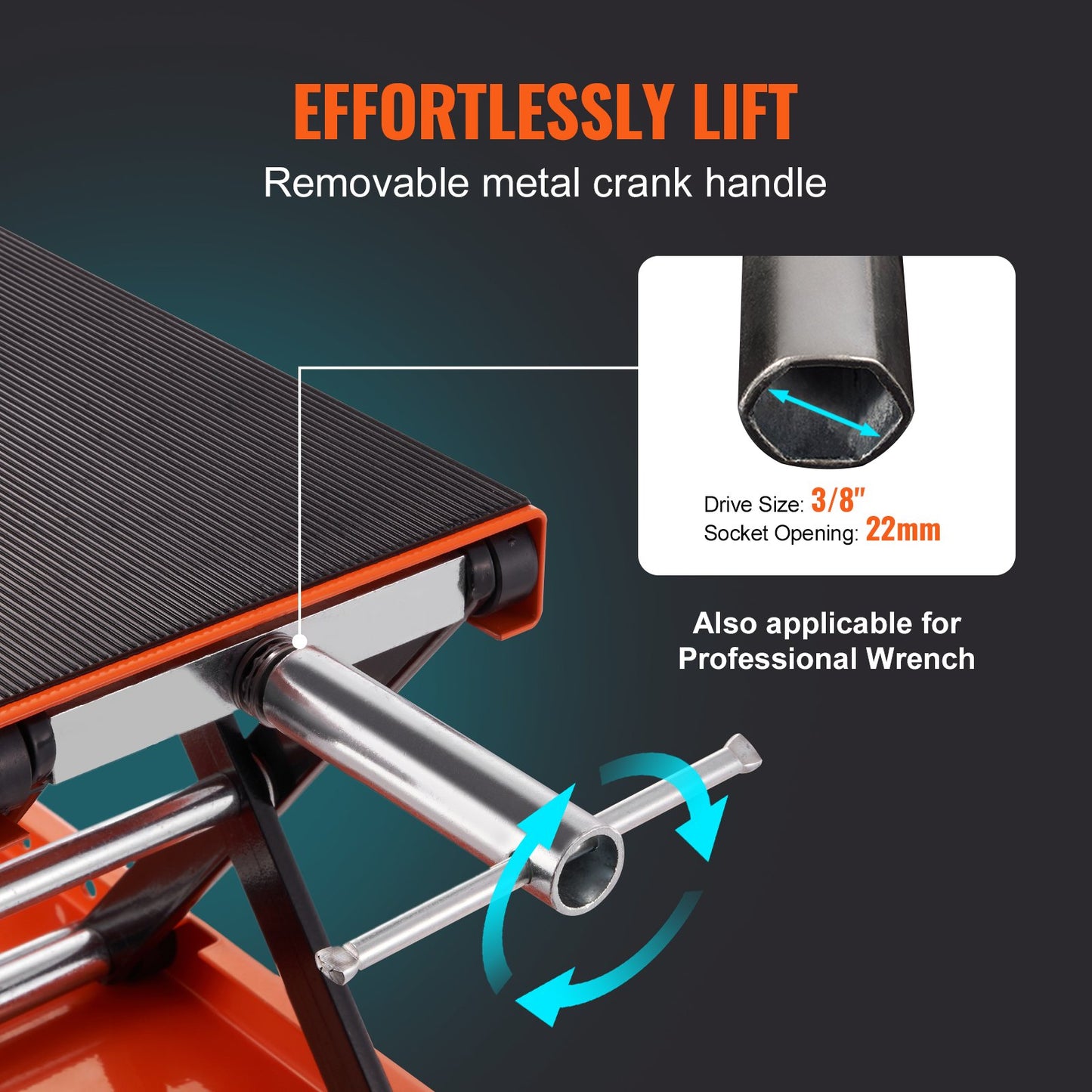 Motorcycle Scissor Jack Lift 499.5 kg Wide Deck Hoist Stand for ATVs Bike