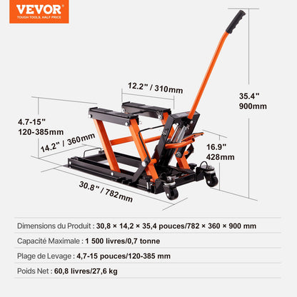 Motorcycle Hydraulic Pump Jack 680.4 kg ATV Dirt Bike Stand