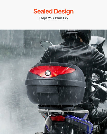Motorcycle Top Case, Universal Durable PP Material Motorbike Tail Box with Reflective Panel, 24L Waterproof Detachable Motorcycle Top Box with Multi-Hole Base, Fit for 99% of Motorcycle Frames