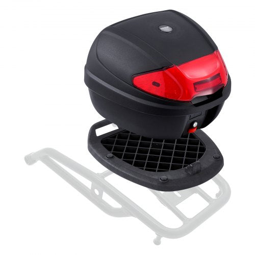 Motorcycle Top Case, Universal Durable PP Material Motorbike Tail Box with Reflective Panel, 38L Waterproof Detachable Motorcycle Top Box with Multi-Hole Base, Fit for 99% of Motorcycle Frames