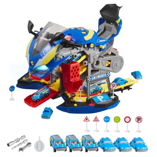 Motorcycle Engine Toy, 25 Pieces, Motorcycle Mechanic Toy with Removable Parts, Lights & Sounds, Simulated Riding & Track Racing, Kids Mechanic Workshop Set for Toddler 3 Years and Up, Blue