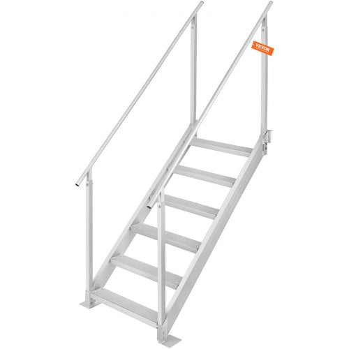 Aluminum Dock Ladder Boat Dock Ladder 43-51in/109.2-129.5 cm Height Adjustable 6 Steps