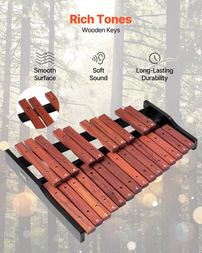 Klockspelsxylofon, 25 toner, professionellt xylofonslagverksinstrument i trä, med 4 klubbor, bärväska, nybörjarkit för klockspelsinstrument för vuxna och barnstudenter