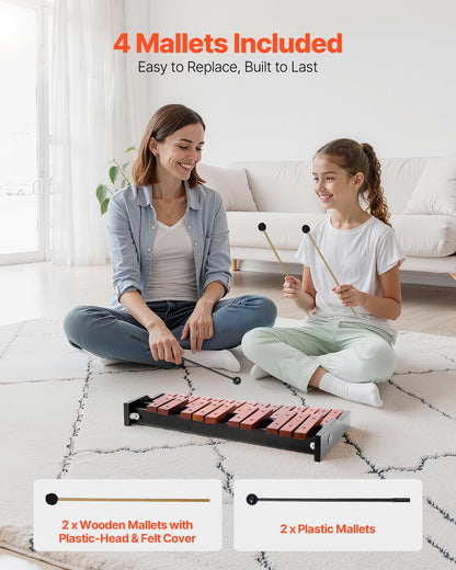 Klockspelsxylofon, 25 toner, professionellt xylofonslagverksinstrument i trä, med 4 klubbor, bärväska, nybörjarkit för klockspelsinstrument för vuxna och barnstudenter