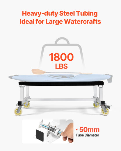 Vattenskotervagn, 1800 lbs lastkapacitet, vattenskoterställ, vattenskotervagn för att flytta vattenskoter, fast våningssäng med 4 hjul och 2 bromsar, kraftig vattenskotervagn för kajaker, svävare, motorbåtar
