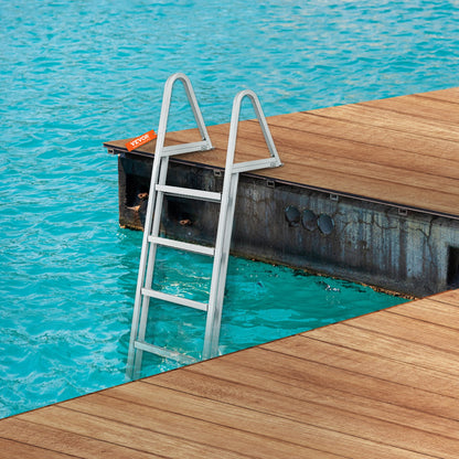 Avtagbar bryggstege, 5 steg, 147 kg lastkapacitet, pontonbåtstege med 10 cm brett steg och halkfri design för ombordstigning på fartyg/sjö/pool/marinbåtar