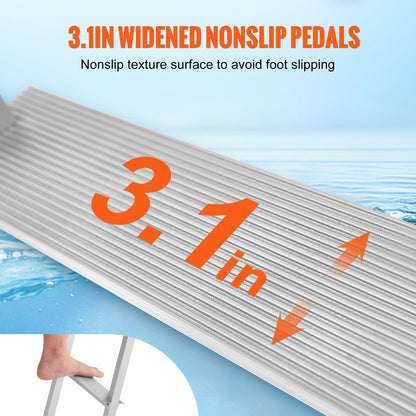Bryggstege, avtagbar med 4 steg, 500 lbs lastkapacitet, pontonbåtstege i aluminiumlegering med 3,1'' brett steg och halkfri pedal, enkel att installera för ombordstigning på fartyg/sjö/pool/marin