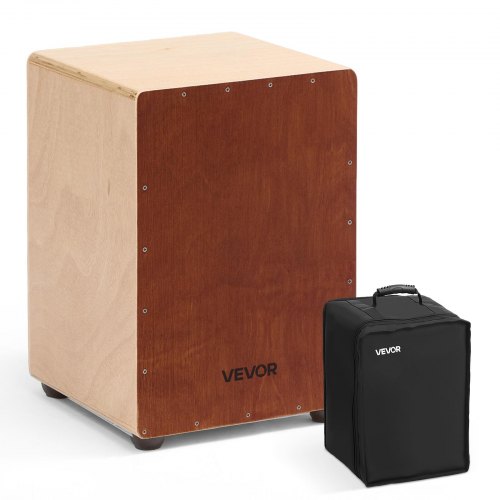 Cajon Box Drum, with Internal Snare Wires, Lightweight Wooden Percussion Box, Portable Birch Wood Drum Musical Instrument with Travel Bag, for Beginners and Professionals, 305 x 305 x 430 mm