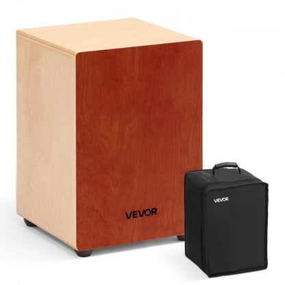 Cajon-trumma, med invändiga gitarrsträngar, lätt slagverkslåda i trä, bärbart truminstrument i björkträ med resväska, för nybörjare och proffs, 305 x 305 x 430 mm