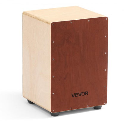 Cajon-trumma, med invändiga virveltrådar, kompakt och lätt slagverkslåda i trä, truminstrument i björkträ med silikonfötter, för nybörjare och proffs, 255 x 255 x 380 mm