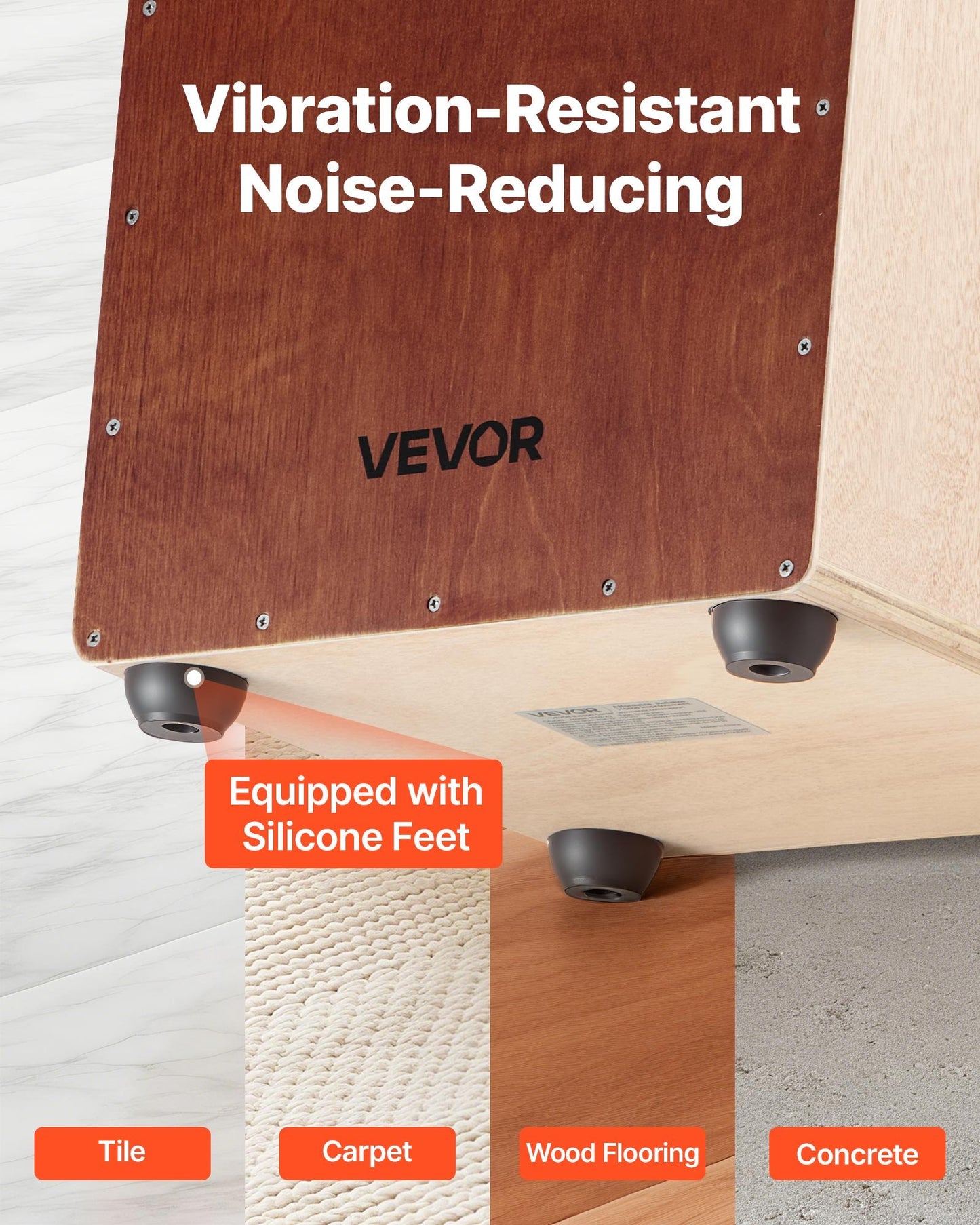 Large Cajon Box Drum, with Internal Snare Wires, Lightweight Wooden Percussion Box, Birch Wood Drum Musical Instrument with Silicone Feet, for Beginners and Professionals, 305 x 305 x 508 mm