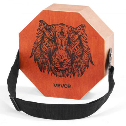 Unique Cajon Box Drum, with Internal Guitar Strings, Portable Wooden Percussion Box, Birch Wood Drum Musical Instrument with Adjustable Strap, for Beginners & Professionals, 295 x 295 x 100 mm