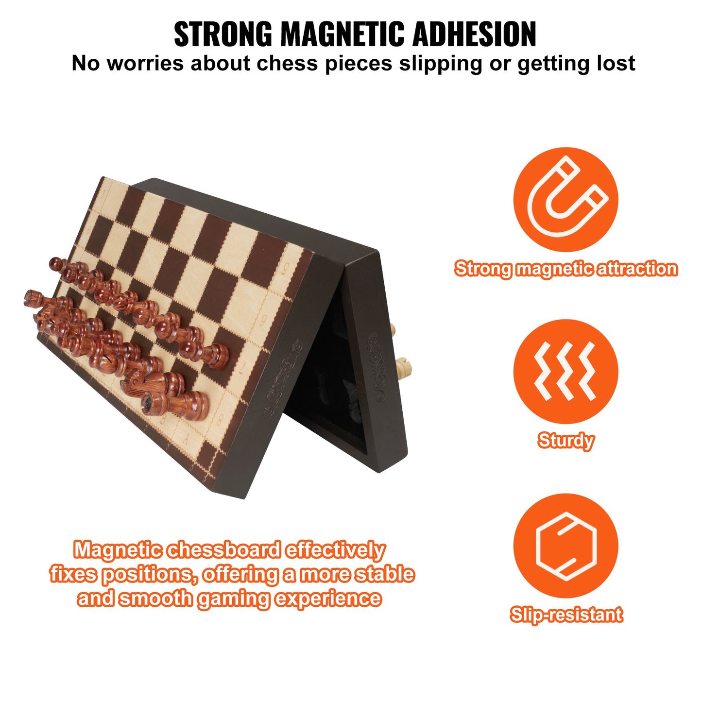 Magnetic Wooden Chess Set, 12 Inch Chess Game Set, 2 Extra Queens Beginner Chess Set, Folding Chess Board Games with Chess Pieces, Storage Slots, and Box, Portable Travel Gift for Adults Kids