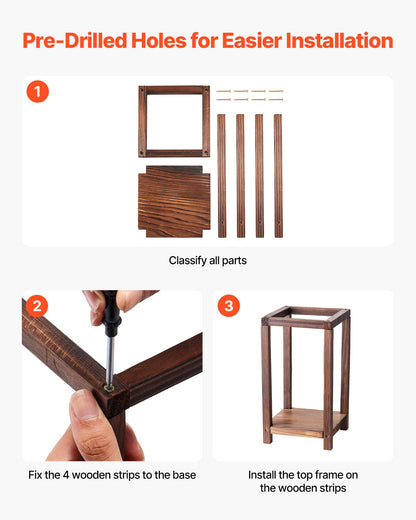 24 Pcs Wooden Wedding Lantern, Cedar Wood and Plastic Wooden Lantern Candle Holder, Rustic Decorative Home Centerpiece Ideal for Wedding Table Party Farmhouse Indoor Decor, Brown