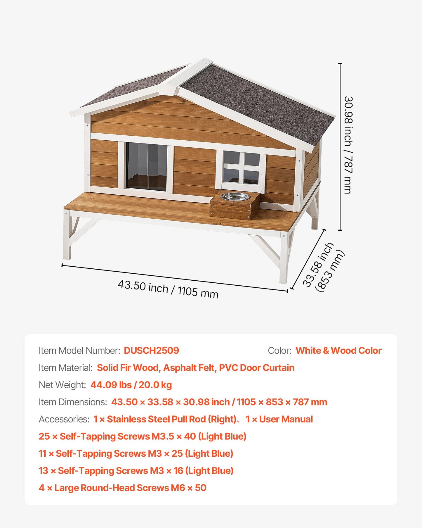 Isolerat katthus, runtomgående skumisolering, upphöjt kattskydd, träskydd för vilda katter med stor plattform, vattentäta katthus för inomhus- och utomhuskatter på vintern 110 x 85 x 78 cm