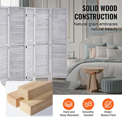 Rumsavdelare i trä, 6 paneler vikbar träskärm, 66,9 tum hög inomhuslamellformad träskiljevägg, bärbar dekorationsskärm, för rumsavskiljning, hem, kontor, restaurang och sovrum